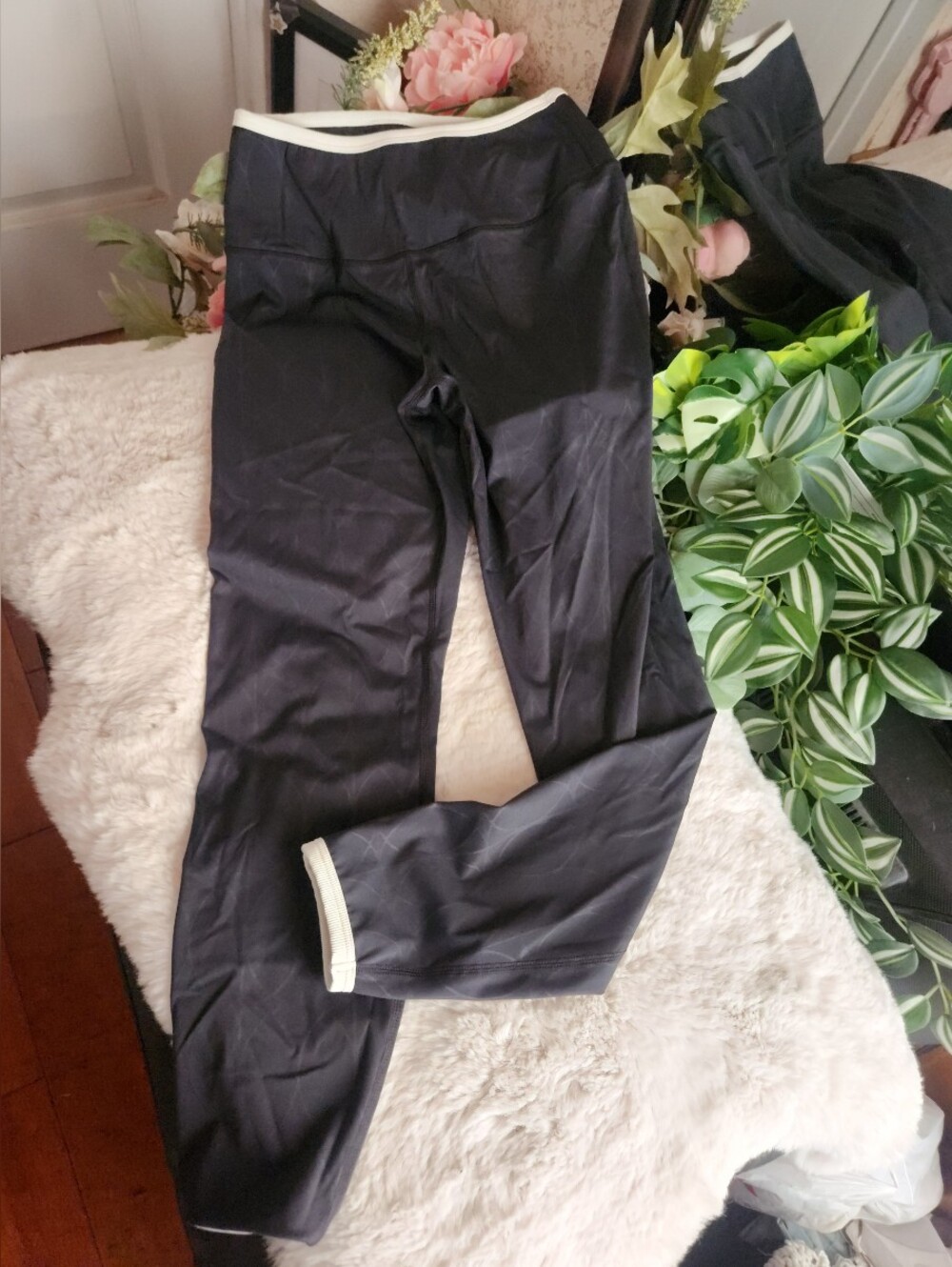 Women's Black Active Pull-On Pants with Contrast Trim